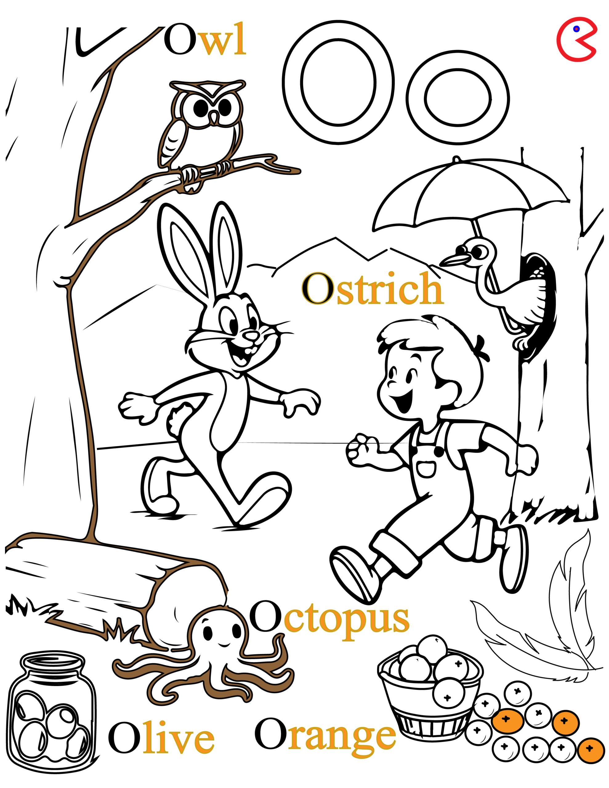 O is for Owl Coloring Page – Kids