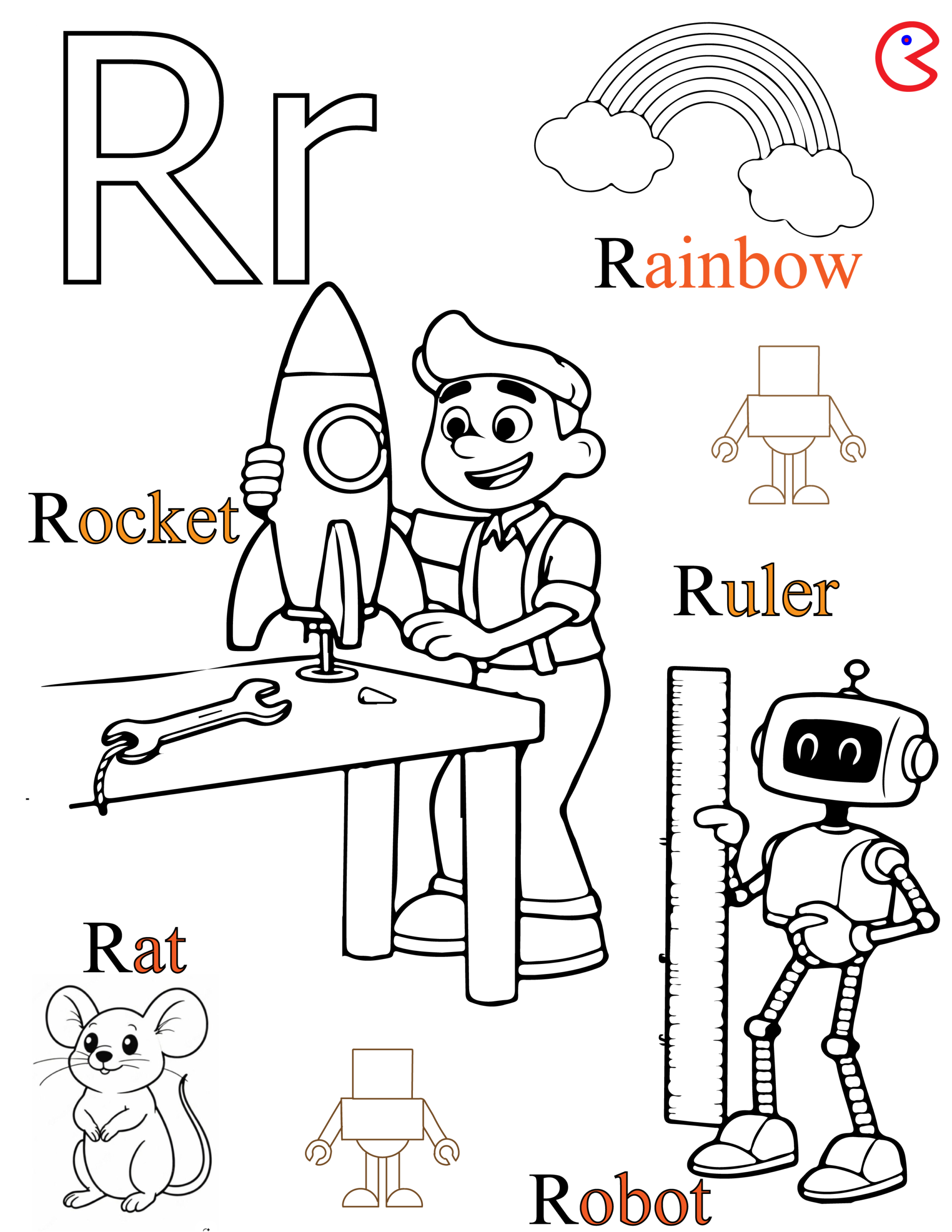 R is for Rat Coloring Page – Kids