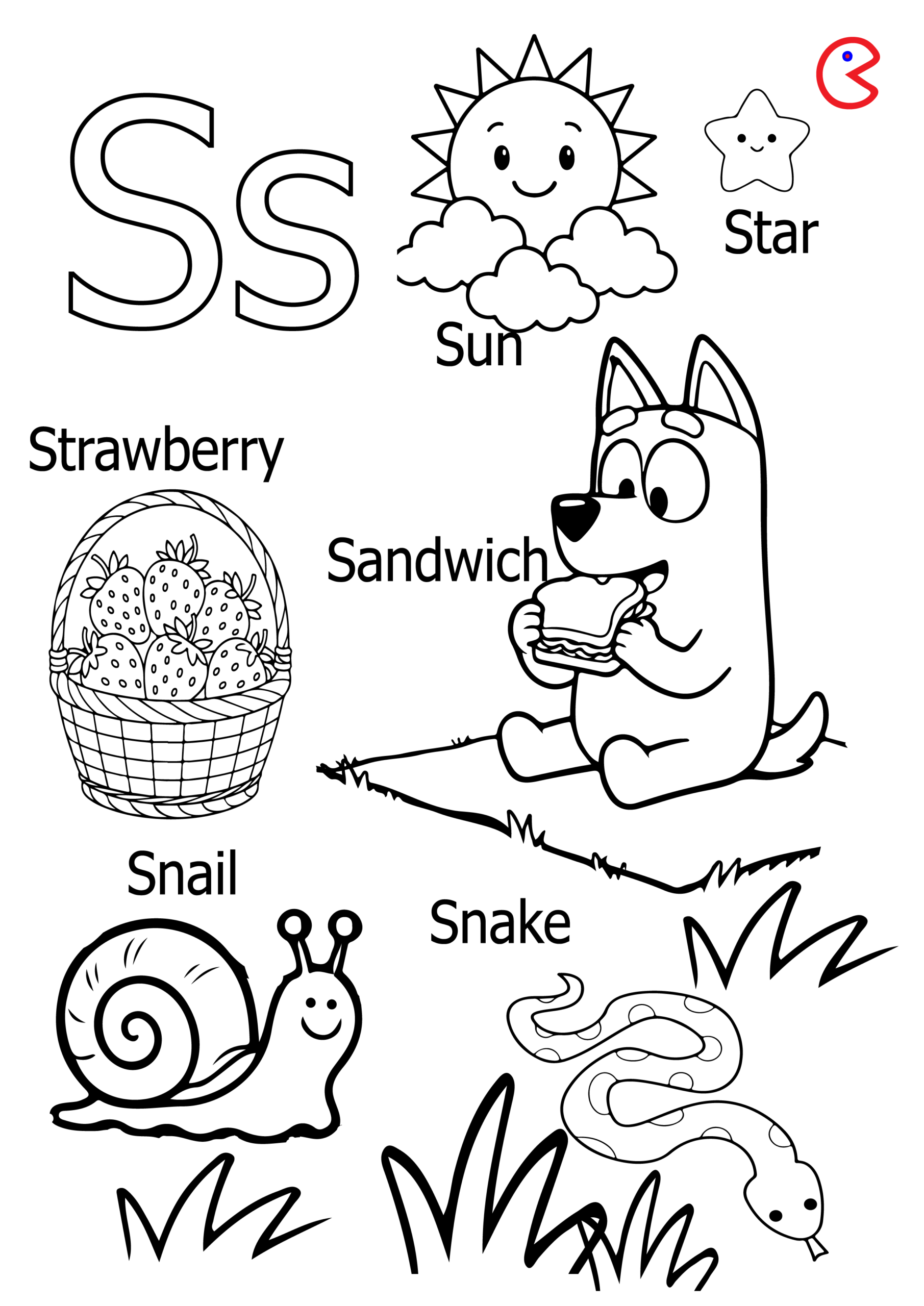 S is for Sun Coloring Page – Kids
