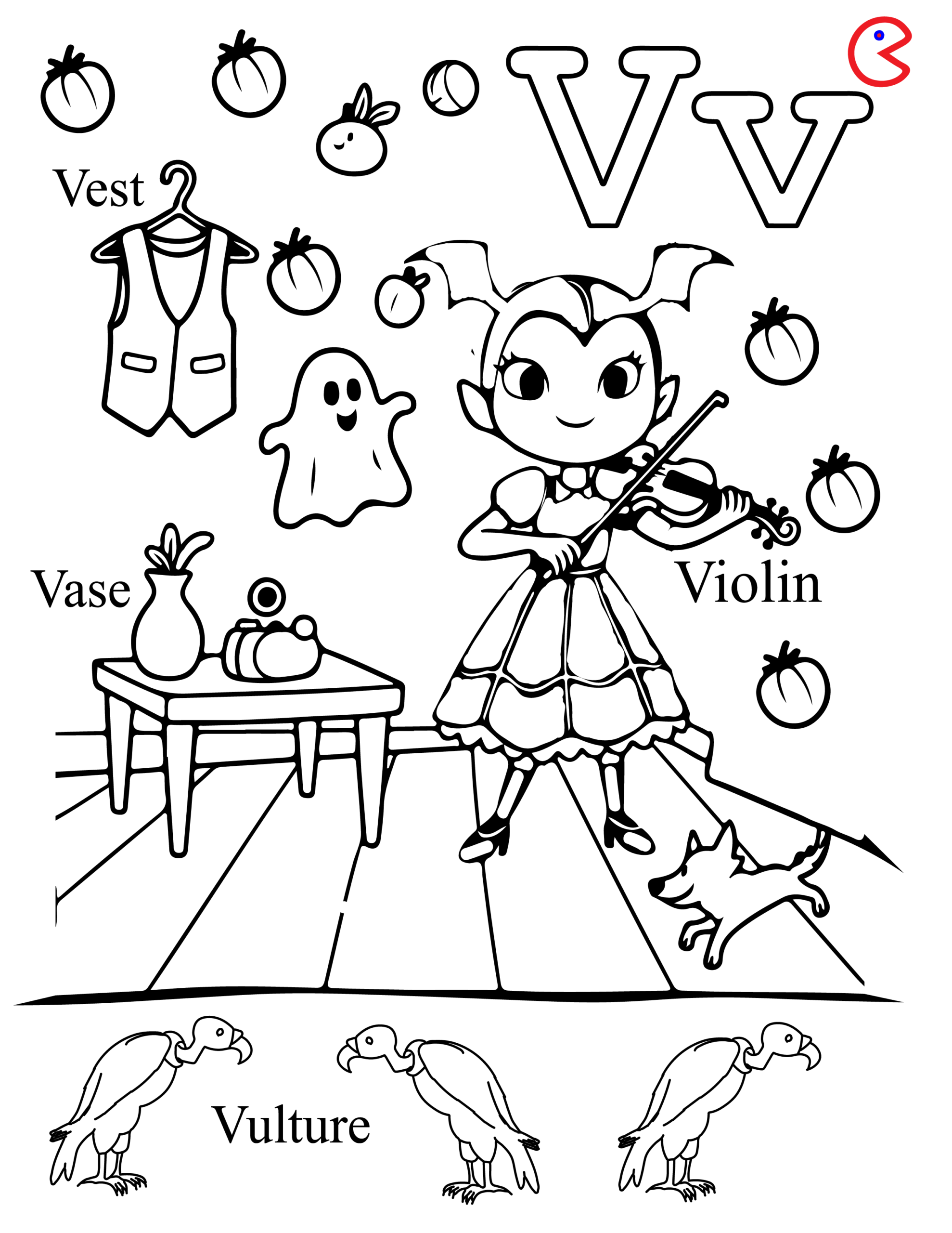 V is for Vase Coloring Page – Kids
