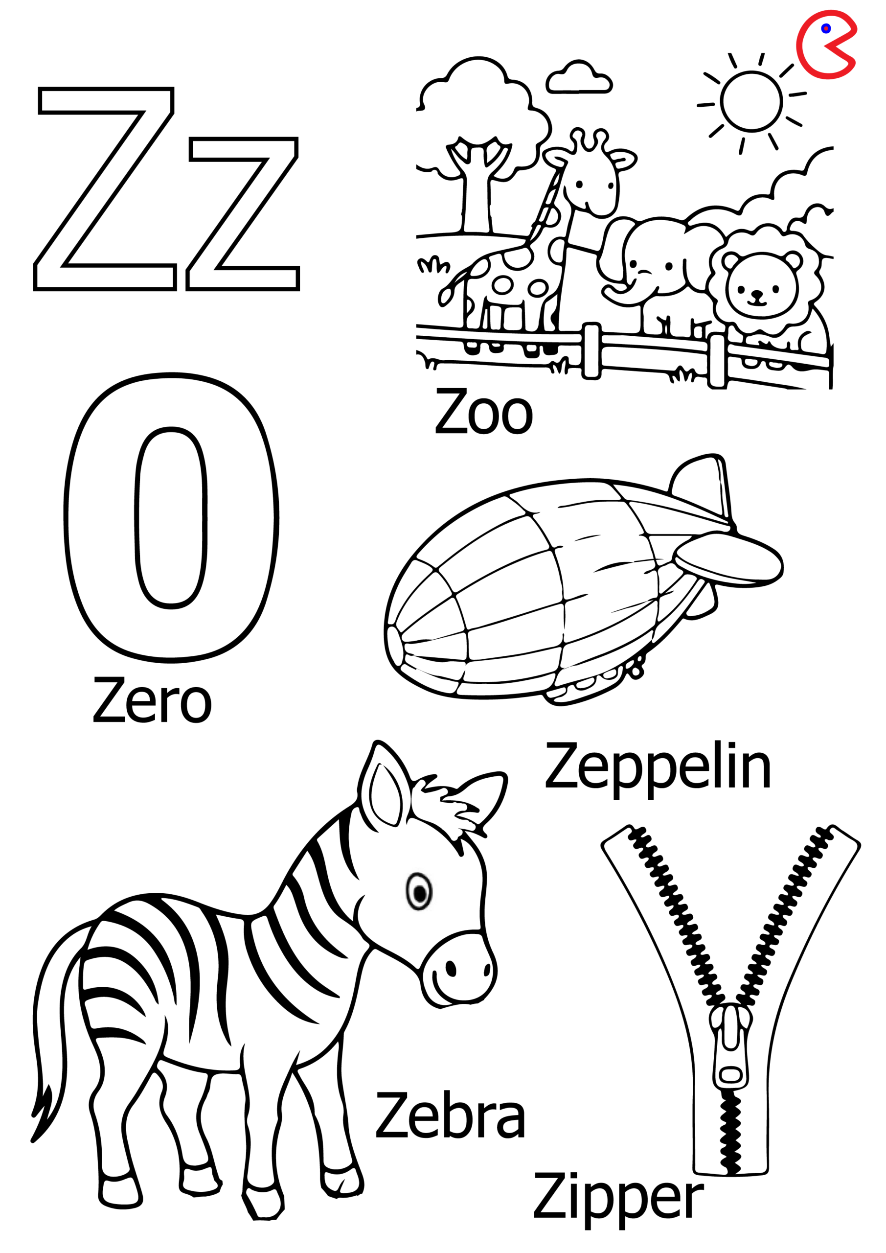 Z is for Zebra Coloring Page – Kids