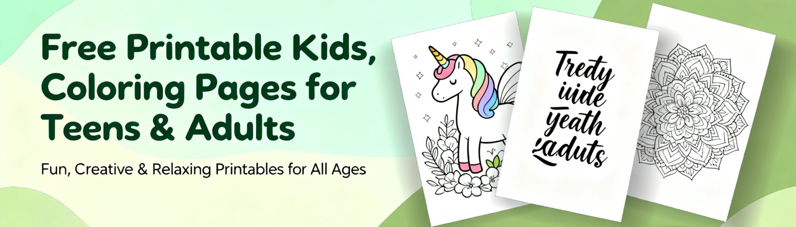 RelaxingColors free printable coloring pages banner for kids teens and adults