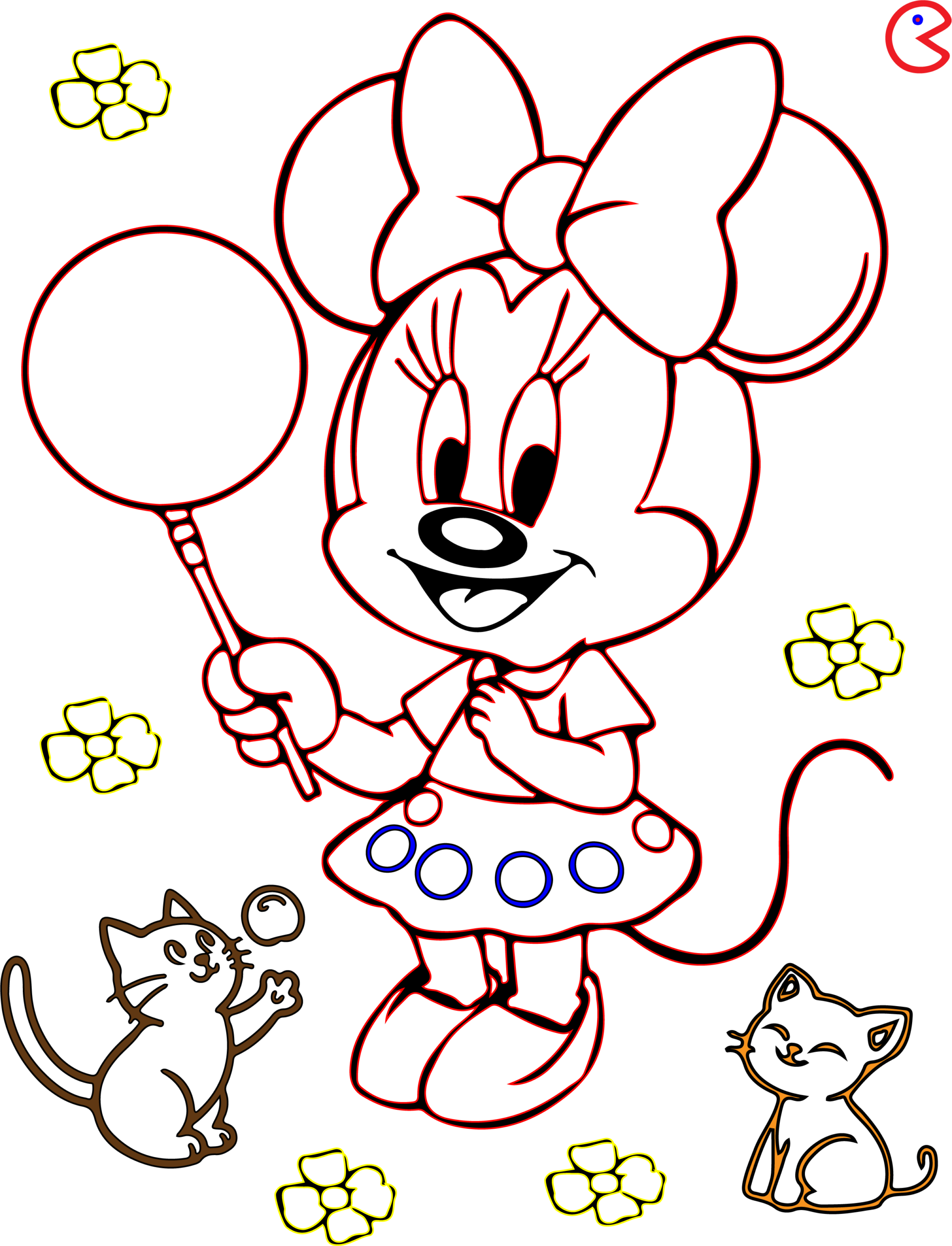 Cute Cartoon Animal Friends happy Coloring Page for Kids