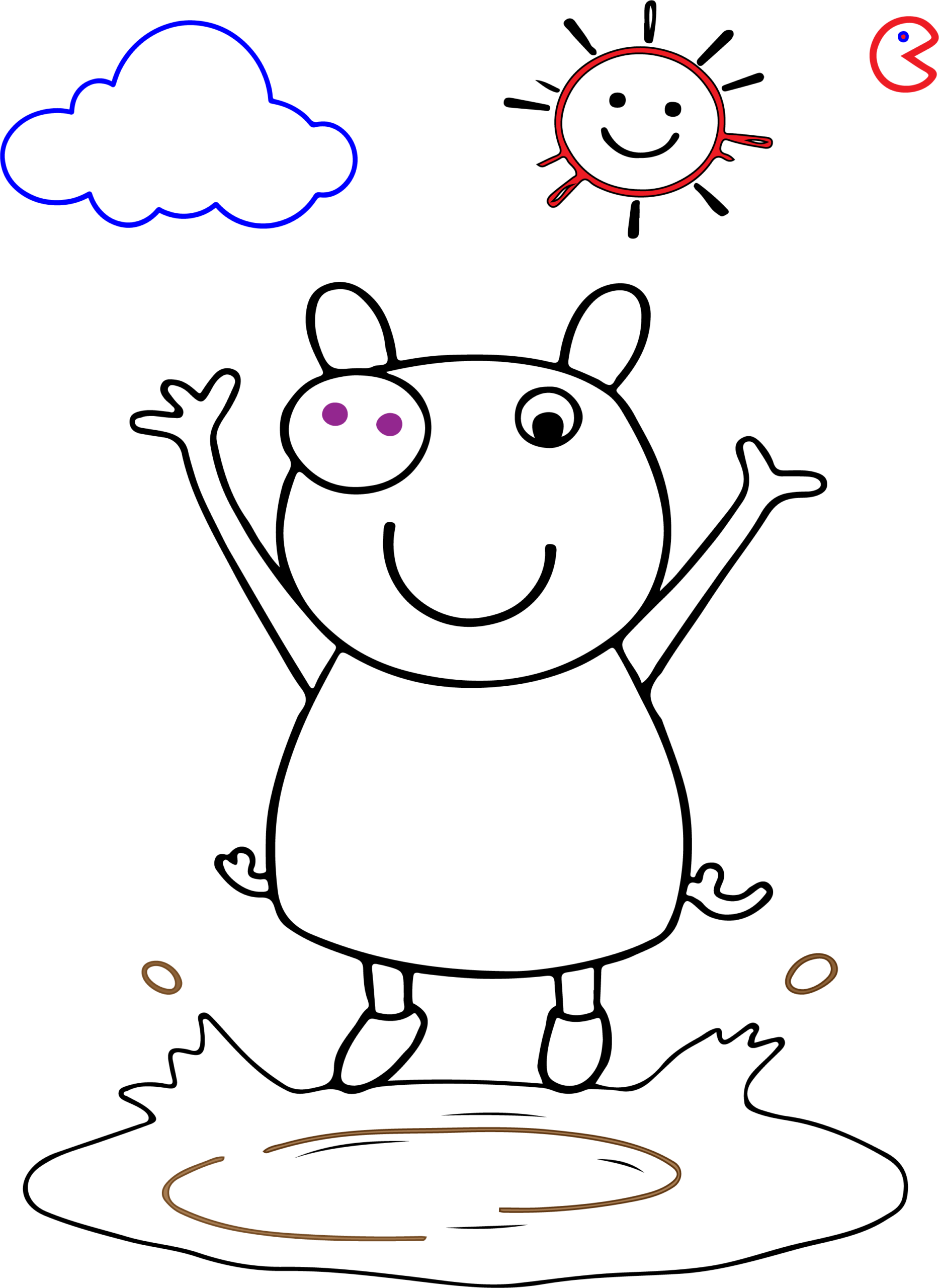 Cute Cartoon Animal Friends Jump Coloring Page for Kids