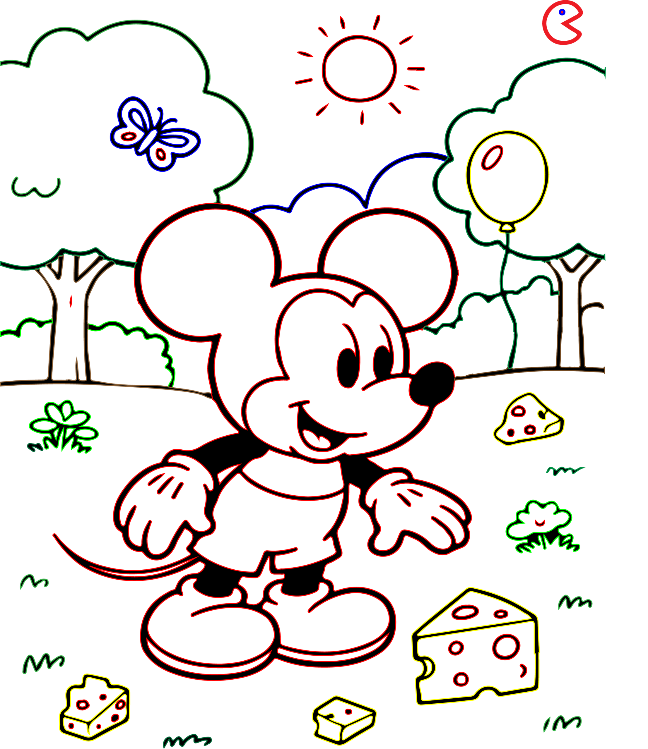 Cute Cartoon Animal Friends Park Coloring Page for Kids