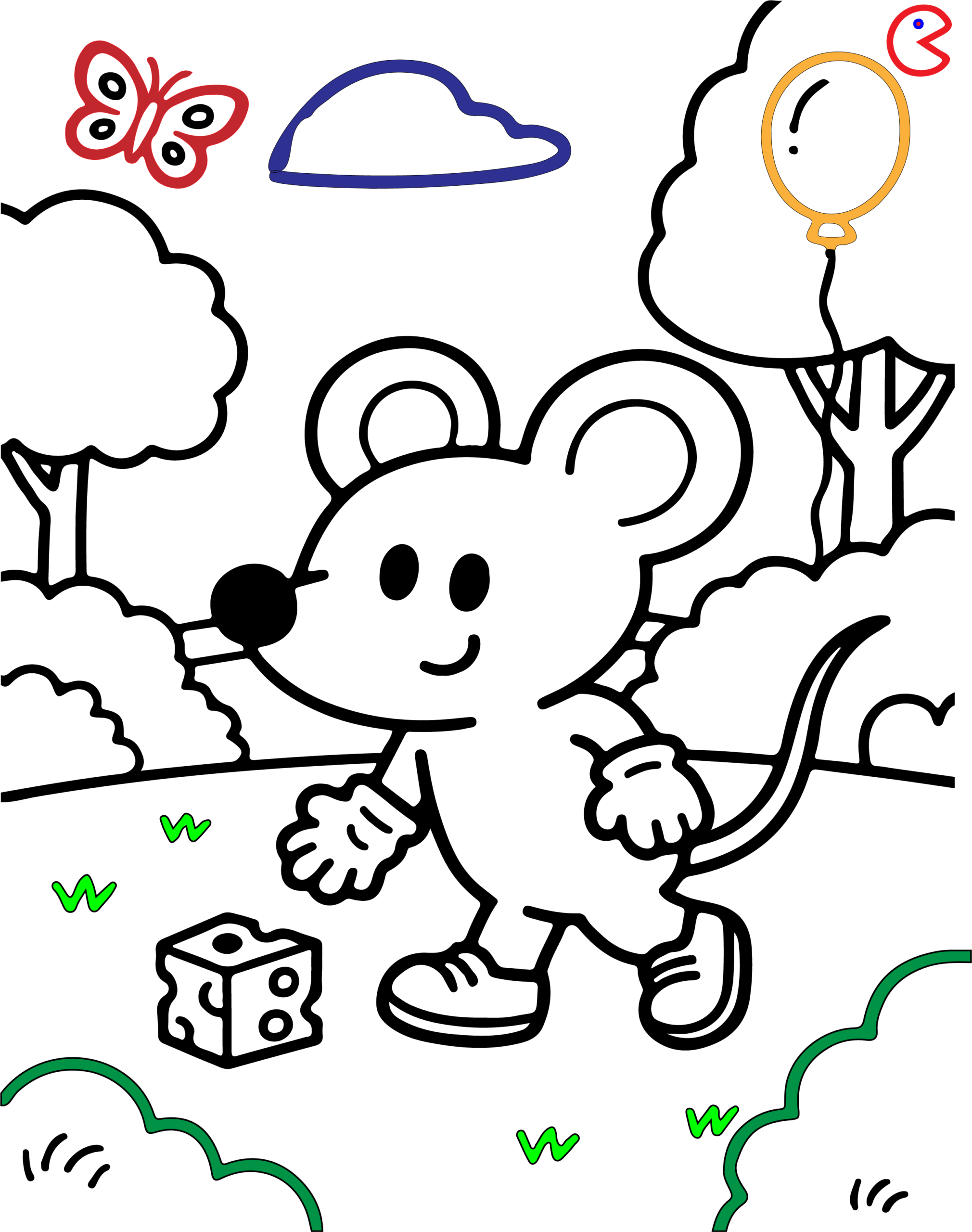 Cute Cartoon Animal Friends Road Coloring Page for Kids