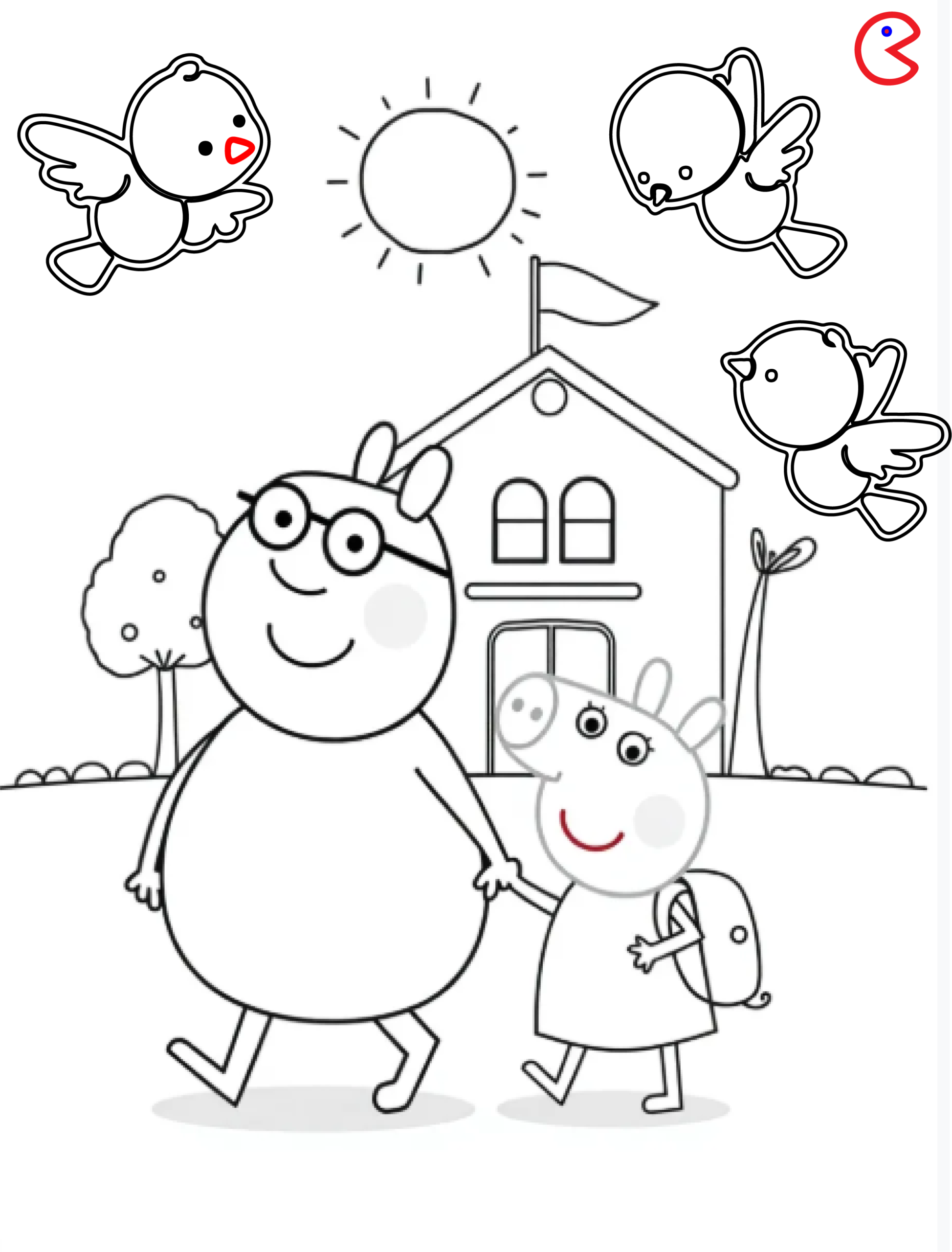 Cute Cartoon Animal Friends Schooling Coloring page